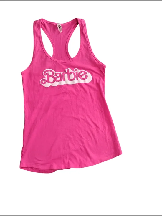 Barbie Women's Hot Pink Logo Tank Top - Picture 2 of 5